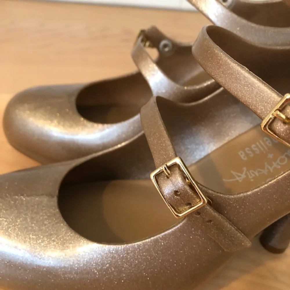 RARE Vivienne Westwood Gold Glitter High Heels Triple Strap size 9 - Picture 9 of 10